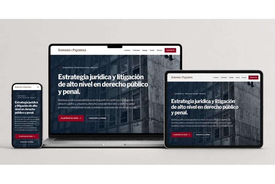 Soriano i Piqueras estrena nueva web para reforzar su posicionamiento como firma especializada en derecho público y penal