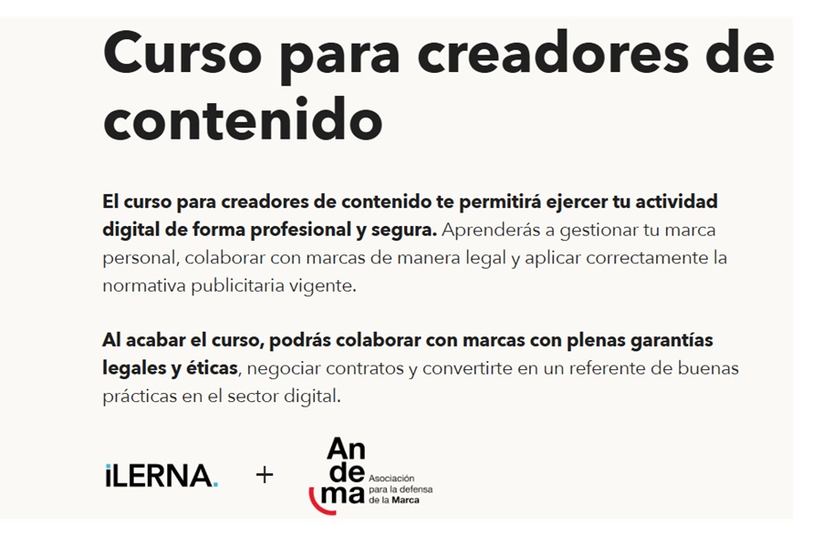 ANDEMA e iLERNA lanzan la primera formación en España para fomentar las buenas prácticas entre creadores de contenido